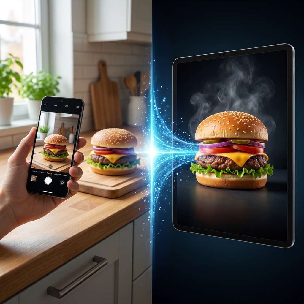 Lançamento rápido de prato no delivery com foto profissional